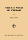 Buchcover Friedrich Wieser als Soziologe
