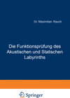 Buchcover Die Funktionsprüfung des Akustischen und Statischen Labyrinths