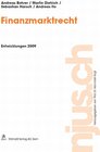 Buchcover Finanzmarktrecht, Entwicklungen 2009