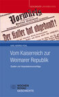 Buchcover Vom Kaiserreich zur Weimarer Republik