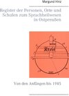 Buchcover Register der Personen, Orte und Schulen zum Sprachheilwesen in Ostpreußen