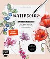 Buchcover Watercolor – Florale Motive aus Wiese, Wald & Garten mit Aquarell und Fineliner