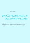 Buchcover Brief des Apostels Paulus an die Gemeinde in Laodizea