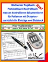 Buchcover Blutzucker Tagebuch Protokollbuch Kontrollbuch messen kontrollieren dokumentieren für Patienten mit Diabetes - zusätzlic