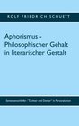 Buchcover Aphorismus - Philosophischer Gehalt in literarischer Gestalt
