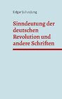 Buchcover Sinndeutung der deutschen Revolution und andere Schriften