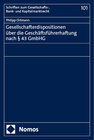 Buchcover Gesellschafterdispositionen über die Geschäftsführerhaftung nach § 43 GmbHG