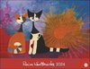 Buchcover Rosina Wachtmeister Posterkalender 2024. Hochwertig gestalteter Wandkalender mit Gold- und Silberfolienprägung. Katzenmo