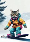 Buchcover Notizbücher Katzen / Lustige Katze mit Snowboard Katzen Süßes Notizbuch Weihnachten Winterzeit mit 55 motivierenden Sprü