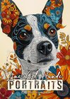 Buchcover Line Art Hunde Portraits Malbuch für Erwachsene