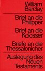 Buchcover Auslegung des Neuen Testaments / Brief an die Philipper /Kolosser /Thessalonicher