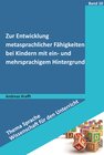 Buchcover Zur Entwicklung metasprachlicher Fähigkeiten bei Kindern mit ein- und mehrsprachigem Hintergrund