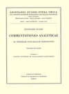 Buchcover Commentationes analyticae ad theoriam integralium ellipticorum pertinentes 1st part