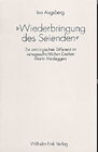 Buchcover "Wiederbringung des Seienden"