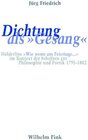 Buchcover Dichtung als "Gesang"