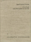 Buchcover Glossologie oder Philosophie der Sprache