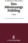 Buchcover Des Minnesangs FrühlingBand I: Texte