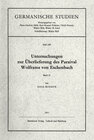 Buchcover Untersuchungen zur Überlieferung des Parzival Wolframs von Eschenbach