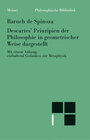 Buchcover Sämtliche Werke / Descartes' Prinzipien der Philosophie auf geometrische Weise begründet mit dem "Anhang, enthaltend met