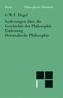 Buchcover Vorlesungen über die Geschichte der Philosophie. Teil 1