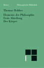 Buchcover Elemente der Philosophie. Erste Abteilung: Der Körper. (Elementa Philosophica I)