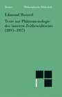 Buchcover Texte zur Phänomenologie des inneren Zeitbewusstseins (1893-1917)