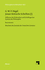 Buchcover Jenaer Kritische Schriften (I)