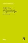 Buchcover Schriften zur Logik und Sprachphilosophie