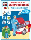 Buchcover Malen und Rätseln: Was ist los in der Autowerkstatt?