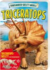 Buchcover Dinosaurier-Skelett-Modell. Triceratops