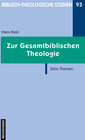 Buchcover Zur Gesamtbiblischen Theologie