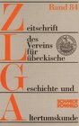Buchcover Zeitschrift des Vereins für Lübeckische Geschichte und Altertumskunde / Zeitschrift des Vereins für Lübeckische Geschich