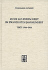 Buchcover Musik aus freiem Geist im zwanzigsten Jahrhundert