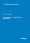Buchcover Intuitionen in der analytischen Philosophie