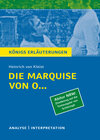 Buchcover Die Marquise von O... von Heinrich von Kleist (Abitur NRW. Zitatbezug auf die Textausgabe von Schöningh).
