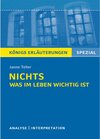 Buchcover Nichts. Was im Leben wichtig ist. Textanalyse und Interpretation. Königs Erläuterungen Spezial