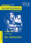Buchcover Der Hofmeister von J.M.R. Lenz. Textanalyse und Interpretation.