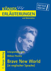 Buchcover Brave New World von Aldous Huxley. Textanalyse und Interpretation in englischer Sprache.