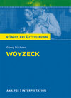 Buchcover Woyzeck von Georg Büchner. Textanalyse und Interpretation mit ausführlicher Inhaltsangabe und Abituraufgaben mit Lösunge