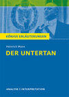 Buchcover Der Untertan von Heinrich Mann. Textanalyse und Interpretation mit ausführlicher Inhaltsangabe und Abituraufgaben mit Lö