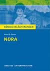 Buchcover Nora (Ein Puppenheim) von Henrik Ibsen. Textanalyse und Interpretation mit ausführlicher Inhaltsangabe und Abituraufgabe