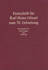 Buchcover Festschrift für Karl Heinz Gössel zum 70. Geburtstag