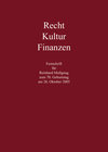 Buchcover Recht - Kultur - Finanzen