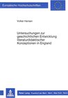 Buchcover Untersuchungen zur geschichtlichen Entwicklung literaturdidaktischer Konzeptionen in England