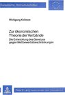 Buchcover Zur ökonomischen Theorie der Verbände