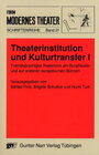 Buchcover Theaterinstitution und Kulturtransfer