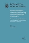 Buchcover Varietätenkontakt und Standardisierung im mittelalterlichen Französisch
