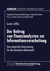 Buchcover Der Beitrag von Finanzanalysten zur Informationsverarbeitung