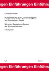 Buchcover Kurzanleitung zur Quellenexegese im Römischen Recht