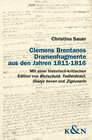 Buchcover Clemens Brentanos Dramenfragmente aus den Jahren 1811-1816